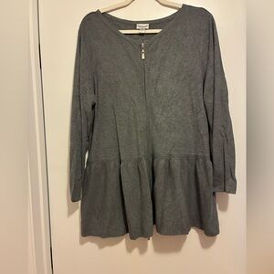 Avenue Gray Zip-Up Long Sleeve Cardigan